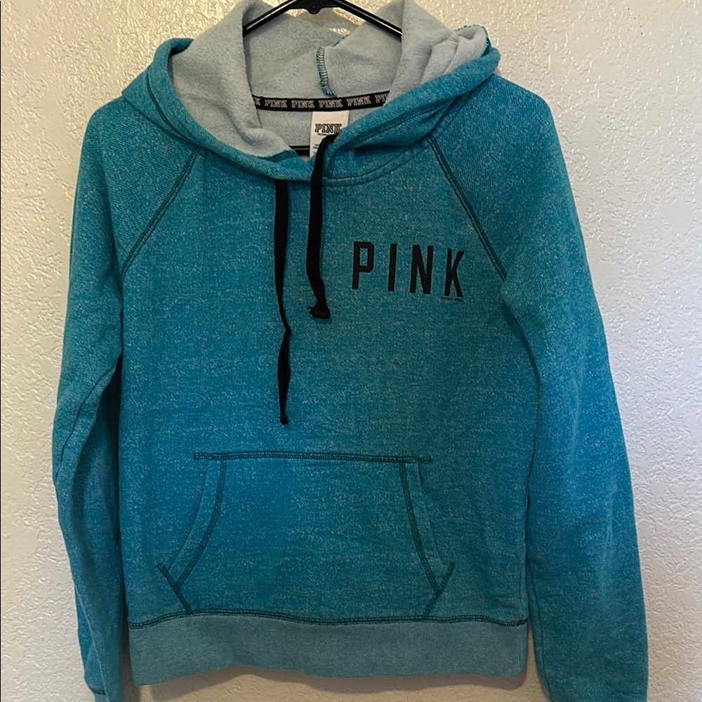 PINK Victoria's Secret Women's Blue Hoodie Sweater
